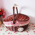 thumbnail image 3 of GOODLY Wicker Picnic Basket With Lid And Handle Sturdy Woven Body With Cherry Lining For Camping Outdoor Birthday Party, 3 of 5