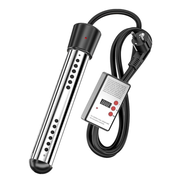 Calentador de bañera 2000w Calentador de inmersión eléctrico Calentador de inmersión de viaje, Calentador de inmersión de acero inoxidable, Calentador de agua eléctrico Natación, Enchufe de la UE. Afortunado Sencillez