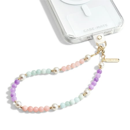 Case-Mate Cell Phone Charm Strap with Beaded Pearls and Gold - Hands-Free Secure Wrist Grip