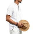 thumbnail image 4 of Timoontee Man Solid Color Casual Short Sleeved Half-buttoned Open And Close Vintage Standing Collar Top White S, 4 of 9