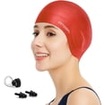 thumbnail image 1 of Swimming Cap Women Swimming Hat Silicone Swim Cap Swim Hat Waterproof Cap, 3D Ear Ergonomic Design, Anti-Slip Long Hair Swimming Cap for Women, 1 of 5