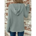 thumbnail image 5 of TEMOFON Hoodies for Women Long Sleeve Waffle Pullover Sweatshirts Casual V Neck Comfy Hoody Fall Ladies Trendy Light Green Button Tops XL, 5 of 5