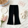 thumbnail image 3 of RFQWOVSR Girls Checked Flare Pants Leopard Print Casual Bell Bottom Trousers Elastic Waist Lightweight Summer Bottoms 5-6 Years, 3 of 4