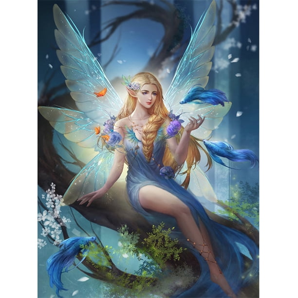 Cuadros Decorativos Ángel alado 5D DIY Diamond Painting Kits Full Round Drill Wall Decor (sz2683) Likrtyny embutido en tela
