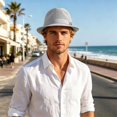 thumbnail image 2 of Pork Pie Hats for Men, Sun Hat Unisex Breathable Mesh Pork Pie Hat, Foldable Lightweight Summer Short Brim Hat for Casual Travel, 2 of 6