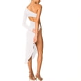 thumbnail image 2 of ITFABS Women Dinner Party Costume, Solid Color One Shoulder High Slit Long Skit, 2 of 2