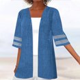 thumbnail image 2 of Aboser Elbow Sleeve Cardigans for Women Trendy Cotton Linen Kimono Cardigan Plus Size Open Front Blouses Casual Lightweight Long Kimonos, 2 of 6