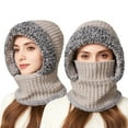thumbnail image 2 of 3 In 1 Beanie Hat With Scarf And Mask Warm Scrub Caps Women Womens Scarves Wool Face Masks Grey, 2 of 9