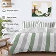 thumbnail image 3 of 3 Piece Sage Green Grey Striped Duvet Cover Set Twin Size, Microfiber Comforter/Quilt Cover with Corner Ties and 2 Pillowcases, Minimalist Farmhouse Stripe All Season Soft Bedding with Zipper Closure, 3 of 8