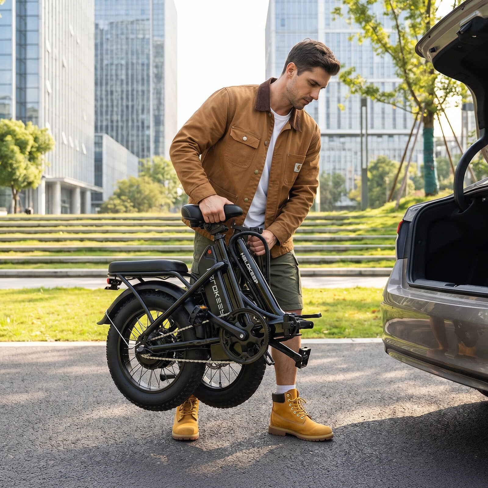 COCO 750W Foldable Electric Bike for Adults, 48V 10Ah Removable Battery Ebike, 16" × 4" Fat Tires, Lightweight Steel Frame, Front Suspension, Black