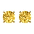 thumbnail image 3 of 3 ct Push-Back Stud Earrings for Women | 7.5mm Round Cut Simulated Yellow Diamond | 18K Yellow Gold, 3 of 5
