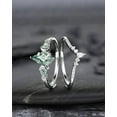 thumbnail image 4 of Kite Shape Moss Agate Crescent Engagement Ring Set, Nature Inspired Sterling Silver Moon Wedding Promise Ring Anniversary Gift for Women, 4 of 5