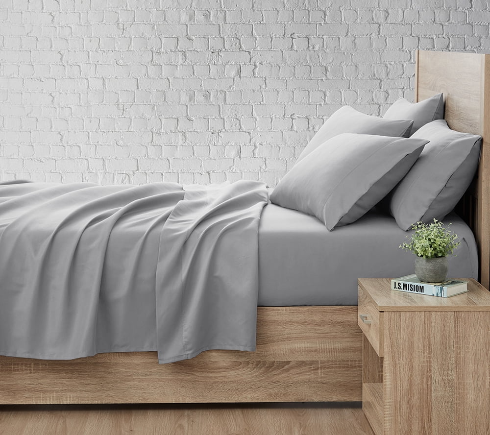 Serta So Soft Solid Sheet Set, Twin, Gray, 4 Piece Set