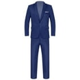 thumbnail image 3 of LiiYii Men's Dress Suit 2 Pieces Formal Business Solid Tuxedos Blazer with Pants Wedding Party Office Work Royal Blue 4XL, 3 of 6