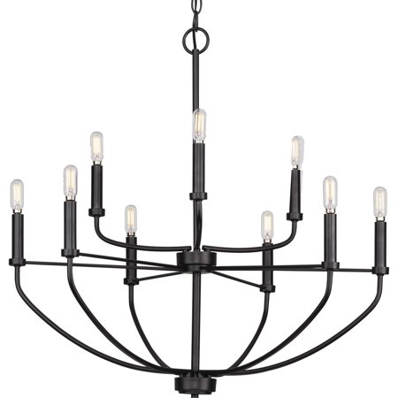 

Leyden Collection Nine-Light Matte Black Farmhouse Style Chandelier Light