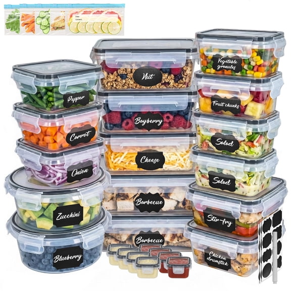 Soulgenix 55 Pcs Food Storage Containers with Lids, Reusable Meal Prep Containers for Kitchen Pantry Storage, Airtight Leakproof & BPA-Free, Freezer, Microwave & Dishwasher Safe