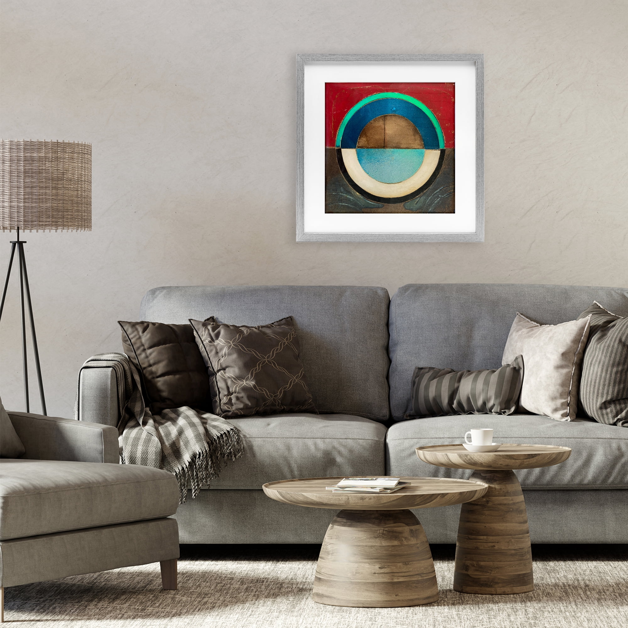 Stupell Industries Round Distressed Circle Gray Framed Print Under Glass, design by Matthew Finger