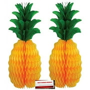 2 Pack Pineapple Honeycomb Tissue Centerpieces for Summer Luau Party 12