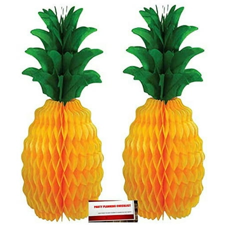 2 Pack Pineapple Honeycomb Tissue Centerpieces for Summer Luau Party 12