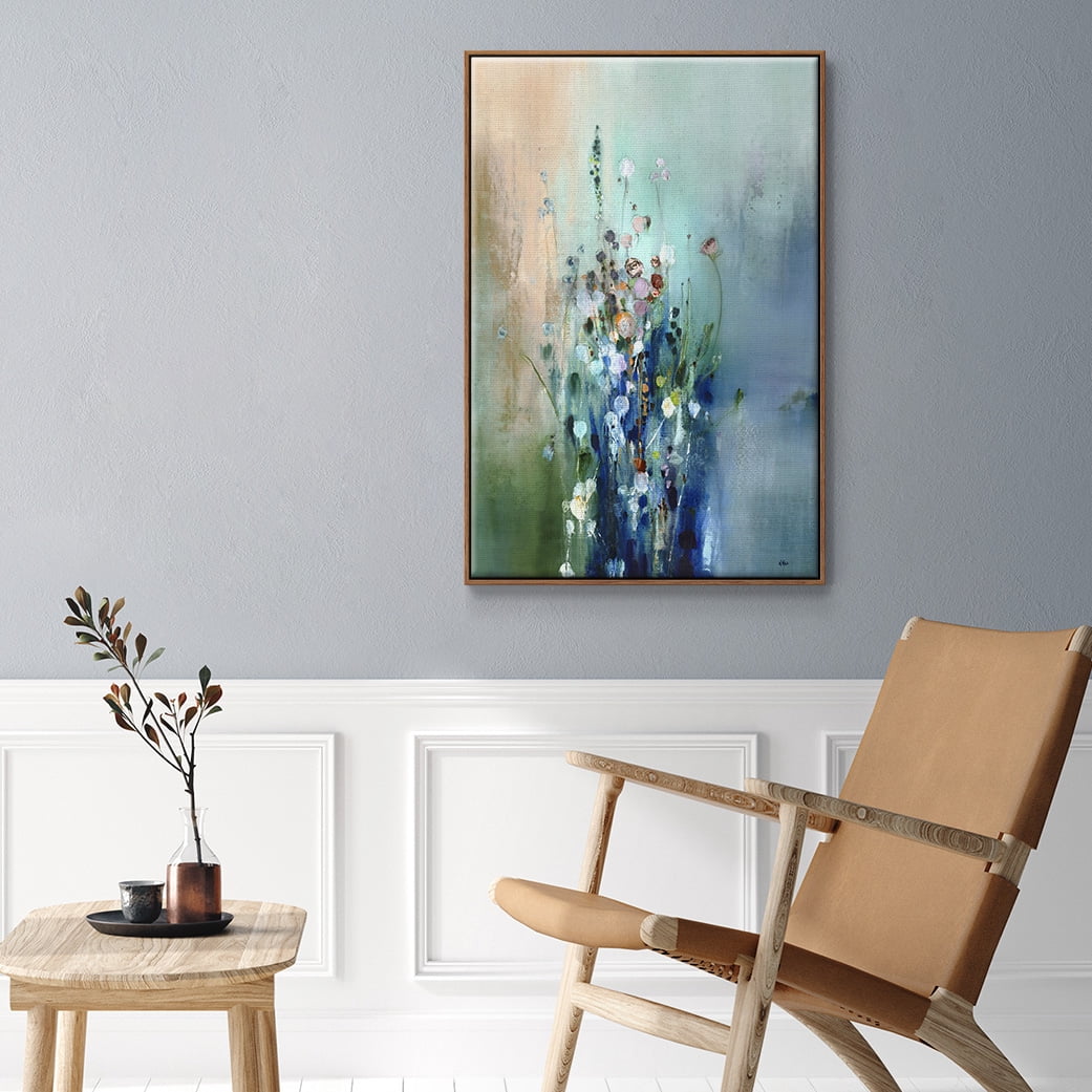 Current Air II Framed Premium Gallery Wrapped Canvas - Ready to Hang - 17 x 25 - Walnut Floating Frame