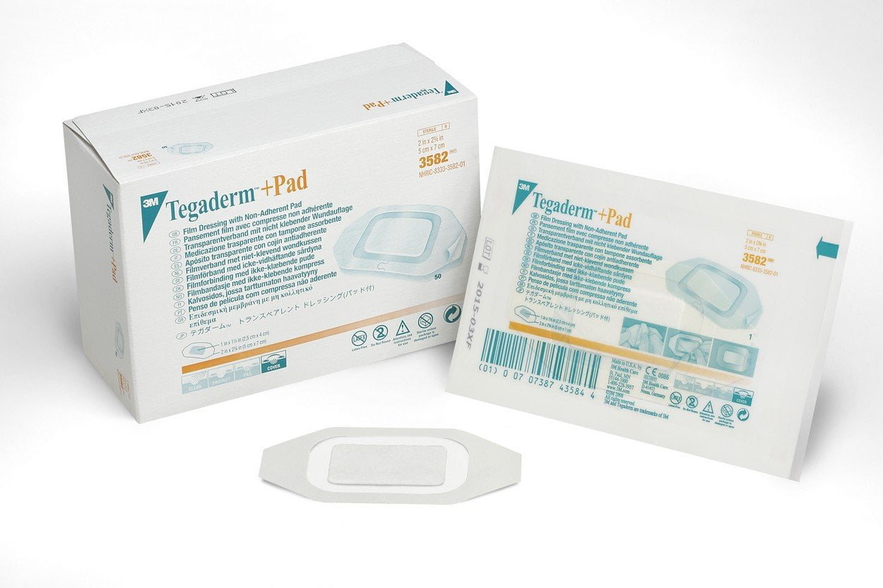 Tegaderm 3582 Film Dressing with Non Adherent Pad, Waterproof, Sterile