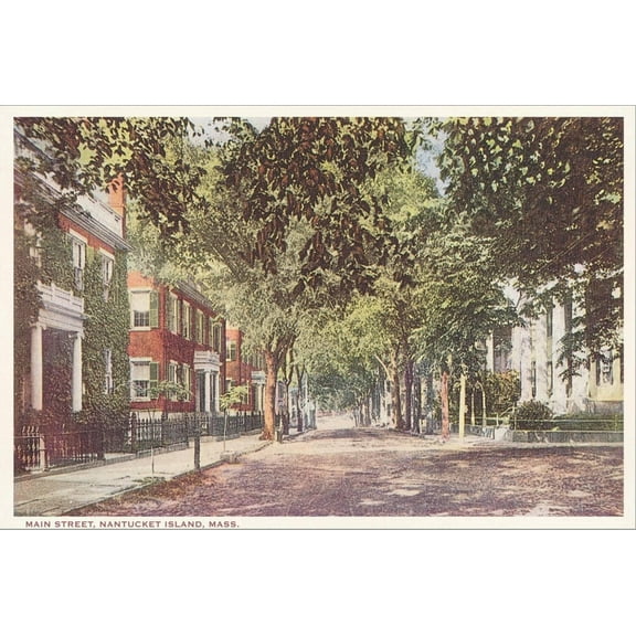 Art.com Main Street, Nantucket, Massachusetts Stretched Canvas Print Wall Art, 36" x 24"