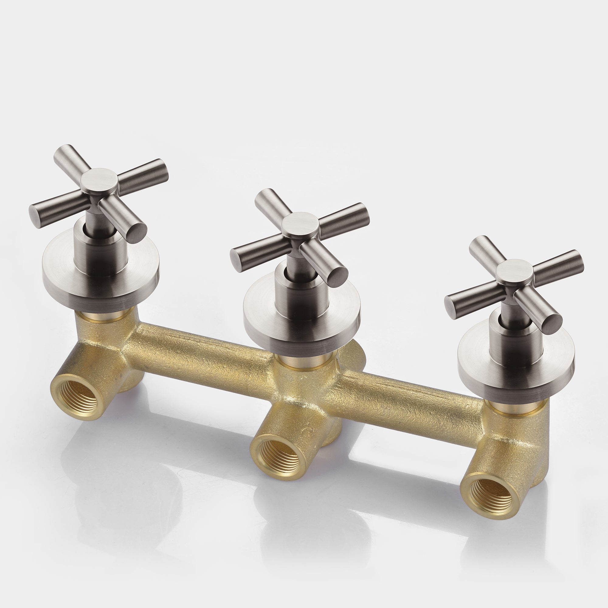 SUMERAIN High Flow Tub and Shower Faucet Set 3 Handle with Valve,Brushed Nickel Waterfall Tub Spout and Rain Shower Head