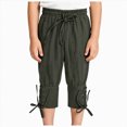 thumbnail image 3 of KPOPLK Kids Boys Medieval Pirate Pants Elastic Waist Lace Up Cuff Cropped Trousers for Kids Halloween Trousers,Size 8-10Years, 3 of 8