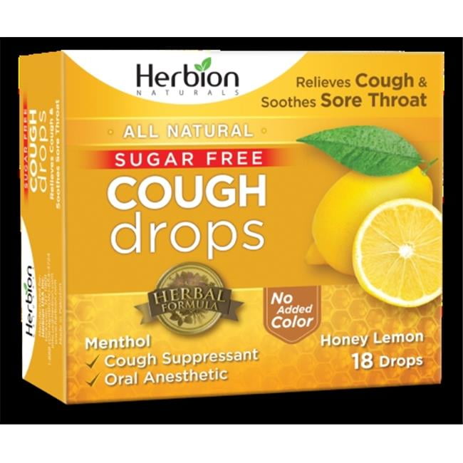 Herbion - All Natural Menthol Cough Drops Sugar Free Honey Lemon - 18 Drops