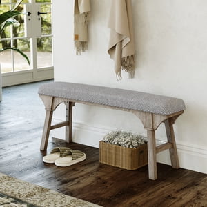 HLR Modern Upholstered End of Bed Bench, Gray