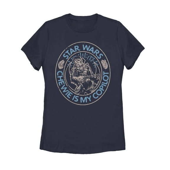 Women's Star Wars: The Rise of Skywalker Chewie Copilot Graphic Tee Navy Blue Medium