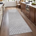 thumbnail image 4 of FairOnly Modern 2'x8'Runner Rug with Symmetrical Fine Lines Machine Washable Low Pile Non-Slip Geometric Rugs for Bedroom Kitchen,Light Grey, 4 of 7