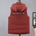 thumbnail image 5 of Wrtxtat Men's Winter Puffer Vest Outdoor Venture Snow Vest with Pockets Sleeveless Warm Zip-Up Midweight Drawstrings Hooded Outerwear Big and Tall Orange XXL, 5 of 8