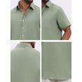 thumbnail image 7 of DARING DIVA Men's Plain Linen Short Sleeve Contrast Color Collar Shirts XL Light Green, 7 of 7