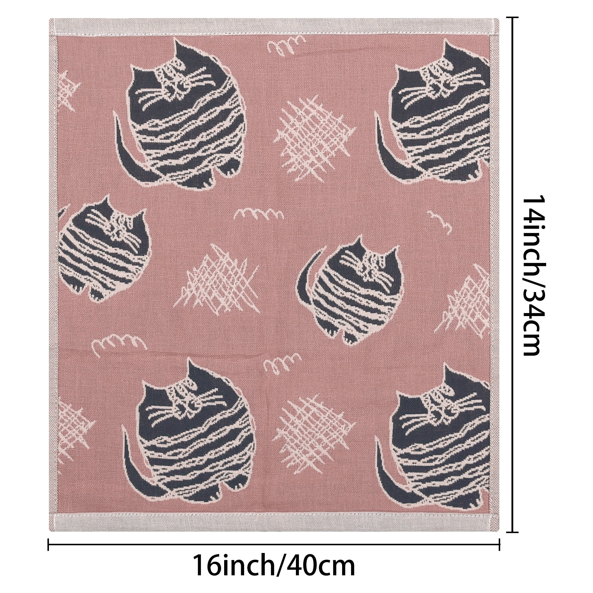 Unique Bargains Home Decor Kitty Pattern Absorbent  Kitchen Towels 14 x 16 Inch Pink/Blue 12 Pack
