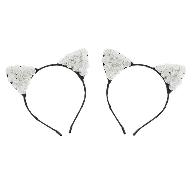 Paquete de 2 diademas de gato Colcomx Diadema de flores accesorios para El cabello blanco