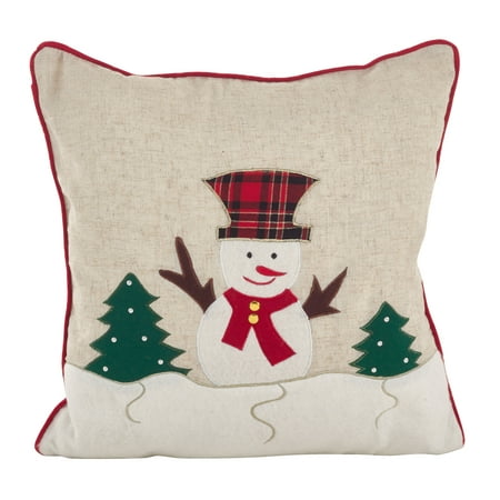 UPC 789323325501 product image for Saro Christmas Snowman Applique Design Accent Poly Filled Throw Pillow | upcitemdb.com