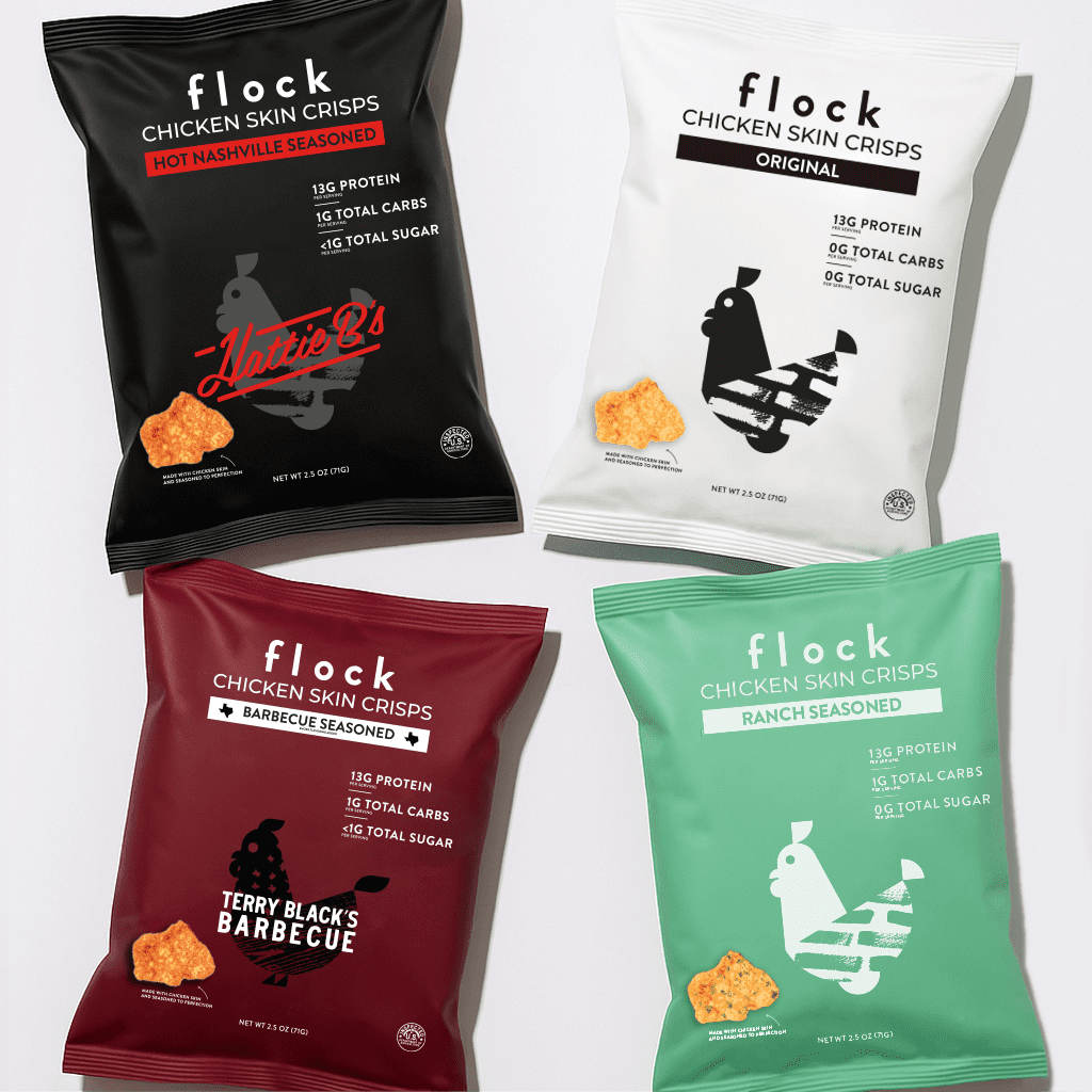 Flock Original Chicken Skin Crisps, 2.5 oz - High Protein Snack Chips