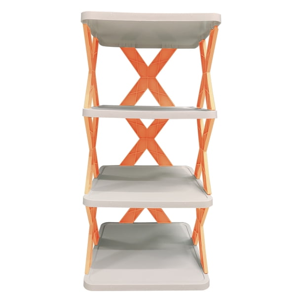 Zapatero multicapa - armario plegable de 6 niveles para puertas, armarios y entrada, organizador de almacenamiento que ahorra espacio, naranja