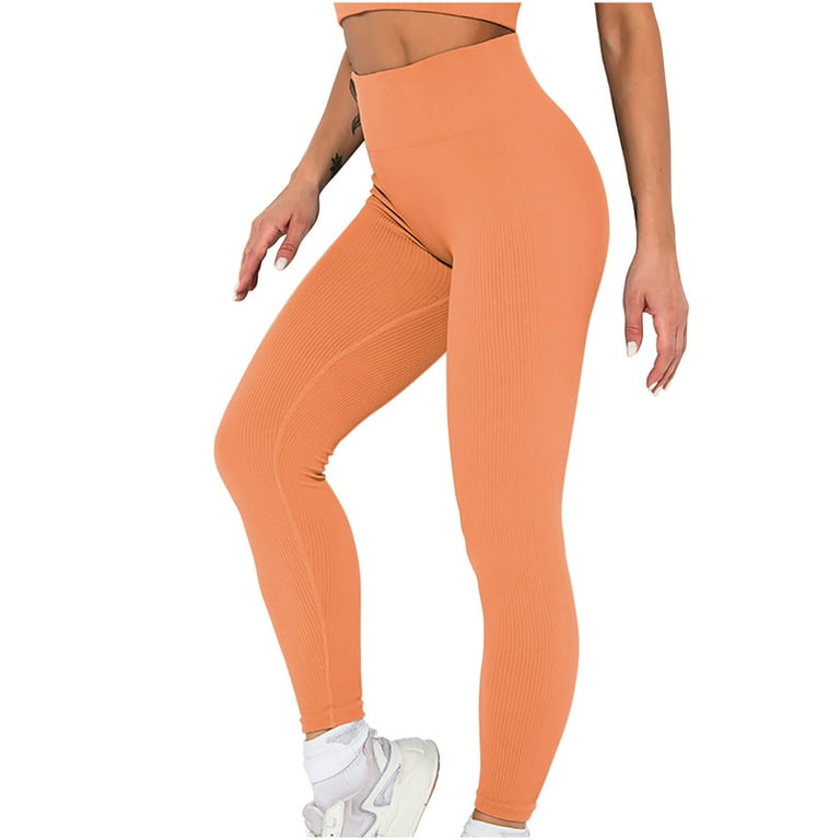 YWDJ Leggings for Women High Waist Tummy Control European And American  Seamless Thread Hip Upset Yoga Pants Sports Running Fitness Pants Nine Part