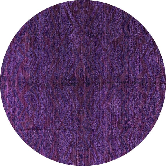 Ahgly Company Indoor Round Abstract Purple Modern Area Rugs, 4' Round
