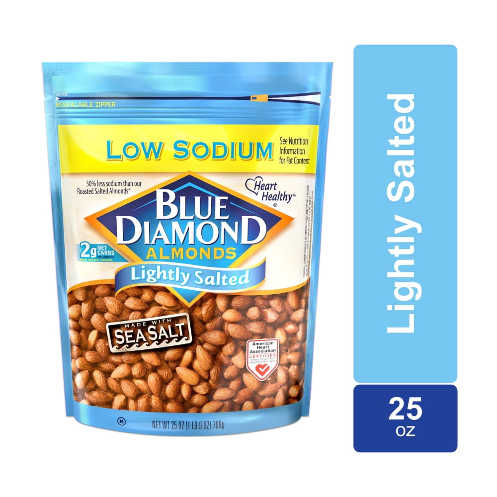 Blue Diamond Low Sodium Lightly Salted Almonds 25 oz - 3 Pack