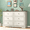 Off-white & brown, variant on 6 Drawer Dresser for Bedroom, 50.4" * 15.7" * 35.8" Retro Style Chest of Drawers, Wood Storage Double Dresser with Deep Drawers for Living Room, Hallway Entryway, Black