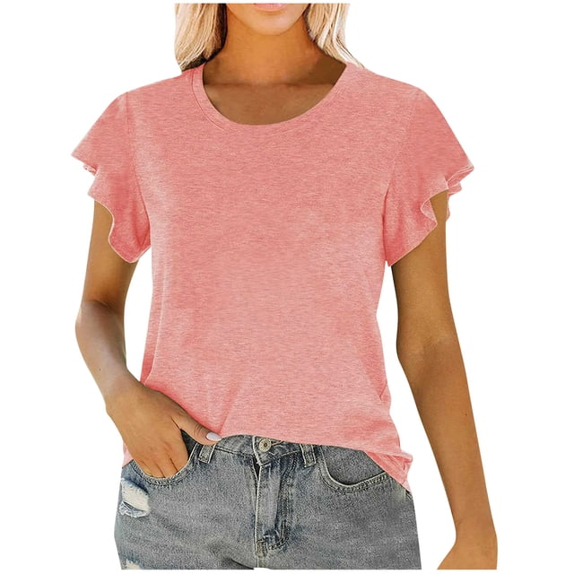 Mujeres Manga Corta Tops Moda Imprimir Blusa Divertida, Cuello Redondo Poliéster Spandex Tee