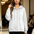 thumbnail image 3 of Iyufng Women's Full Zip Hoodie Jackets, Drawstring Long Sleeve Oversized Loose Hooded Sweatshirt Coat with Pockets for Fall Winter Casual Daily Outfits, 3 of 7