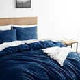 thumbnail image 4 of Nestl Boho 3 Piece Duvet Cover Set, Tufted Embroidery Duvet Cover with 2 Pillow Shams- Navy, 4 of 8