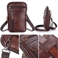 thumbnail image 4 of Men's Genuine Leather Shoulder Messenger Bag Flap Over Man Purse Mobile Phone Key Coin Purse Waist Pack Casual, 4 of 11