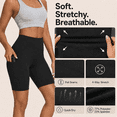 thumbnail image 5 of CAMBIVO Biker Shorts for Women with Pockets, High Waisted Workout Yoga Shorts, Squat Proof 4-Way Stretch Athletic Shorts for Gym Running Volleyball, Black, 5 of 9