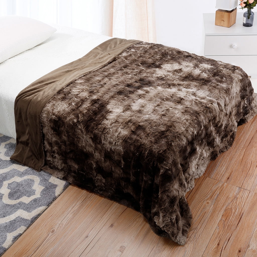 Luxury Super Soft Faux Fur Fleece Throw Blanket Cozy Warm Breathable