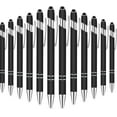 thumbnail image 1 of 12 pcs ballpoint pens with stylus tip, 1.0 mm black ink metal, 1 of 5